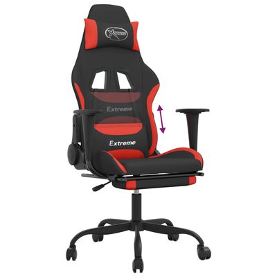 vidaXL gamingstol med fodstøtte stof sort og rød