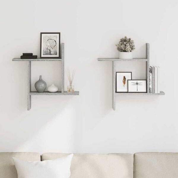 vidaXL v&aelig;ghylder 2 stk. 50x12x50 cm konstrueret tr&aelig; gr&aring; sonoma-eg