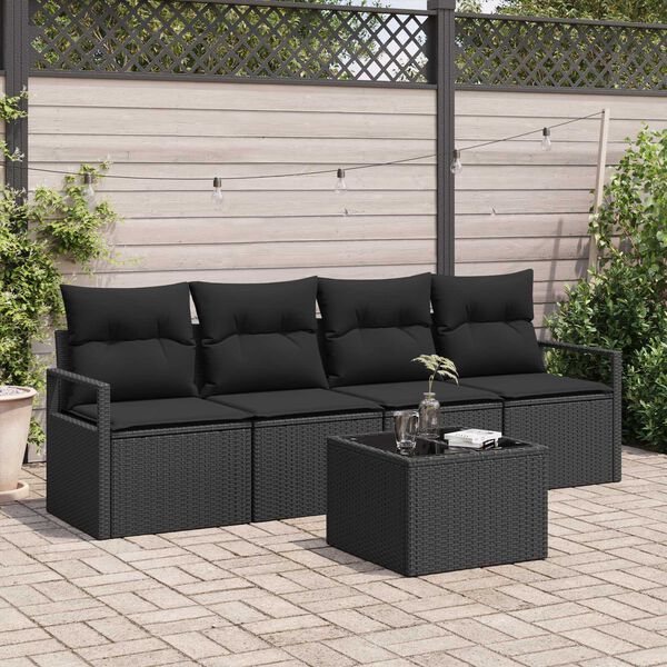 vidaXL Sofa Sæt 5 pcs Sort polyrattan