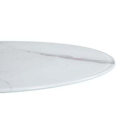 vidaXL bordplade Ø80 cm glas og marmortekstur hvid