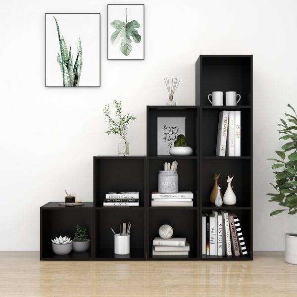 vidaXL tv-skabss&aelig;t 4 dele konstrueret tr&aelig; sort