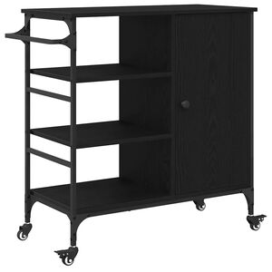 vidaXL K&oslash;kkenvogn Sort eg 87.5 x 39 x 84.5 cm Konstrueret tr&aelig;