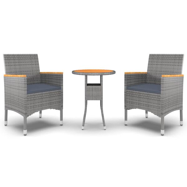 vidaXL loungesæt til haven 3 dele polyrattan grå