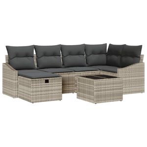 vidaXL Sofa S&aelig;t 7 stk. Lys Gr&aring; og Gr&aring; polyrattan
