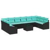 vidaXL Sofa S&aelig;t med pude 11 pcs Sort polyrattan