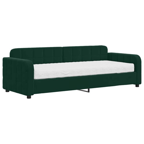vidaXL daybed med madras 80x200 cm velour m&oslash;rkegr&oslash;n
