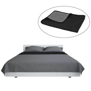 vidaXL dobbeltsidet quiltet senget&aelig;ppe 170 x 210 cm gr&aring; og sort