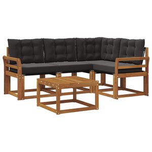 vidaXL Udend&oslash;rs sofagruppe med pude 5 pcs Naturlig og sort