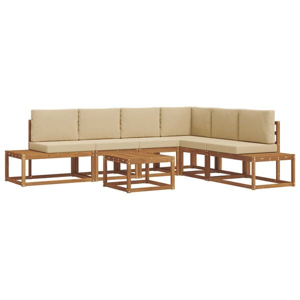 vidaXL Udend&oslash;rs sofagruppe med pude 7 Stk Naturlig og Beige