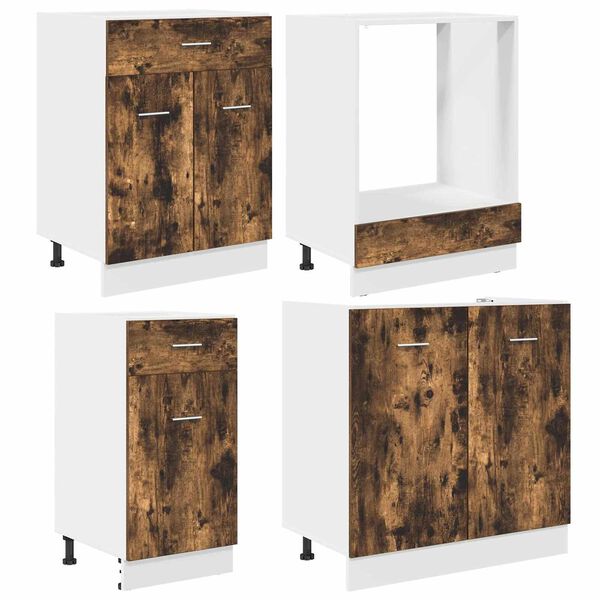 vidaXL S&aelig;t med k&oslash;kkenskabe med d&oslash;r Lyon 8 pcs R&oslash;get eg Konstrueret tr&aelig;