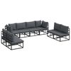 vidaXL Havesofa S&aelig;t med pude 8 pcs Sort Aluminium