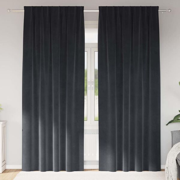 vidaXL M&oslash;rkl&aelig;gningsgardiner 2 pcs M&oslash;rkegr&aring; 140 x 245 cm Fl&oslash;jl