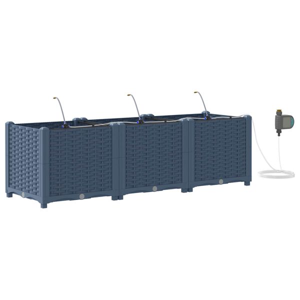 vidaXL Have Blomsterkrukke 3 pcs Gr&aring; 120 x 40 x 37,5 cm Plastik