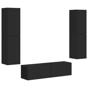 vidaXL TV-m&oslash;bels&aelig;t 6 pcs Sort Konstrueret tr&aelig;