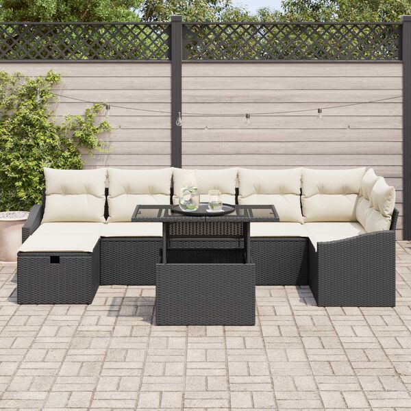 vidaXL Havesofa S&aelig;t 8 pcs Sort polyrattan
