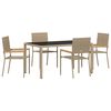 vidaXL Have Spisebordss&aelig;t 5 stk. Beige polyrattan