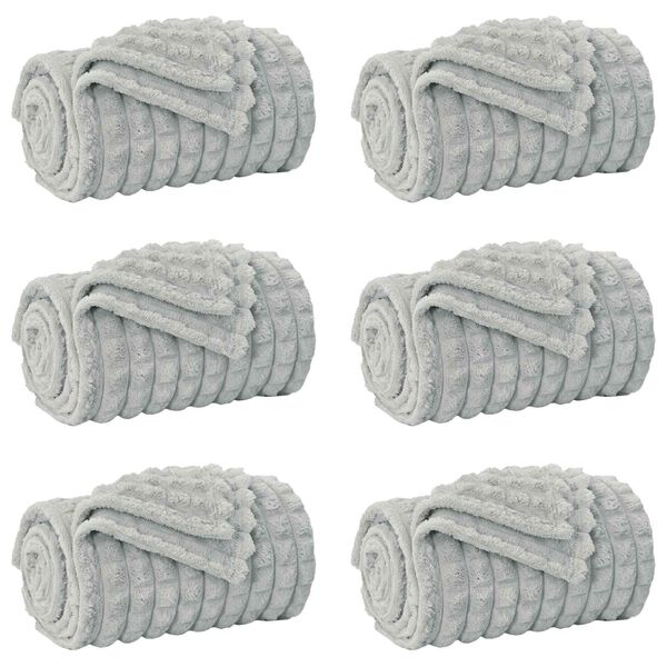 vidaXL Kastet&aelig;pper 6 pcs Gr&aring; 150 x 130 cm Fleece