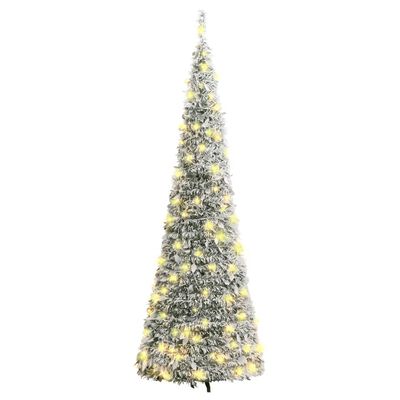 vidaXL kunstigt juletræ med sne 200 LED'er 210 cm pop op-funktion