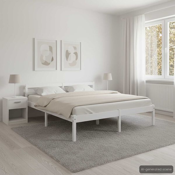 vidaXL sengestel massivt fyrretræ 160 x 200 cm hvid