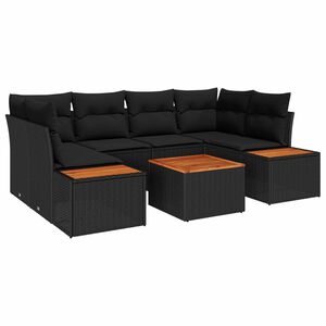 vidaXL Havesofa S&aelig;t med pude 6 pcs Sort Poly rattan