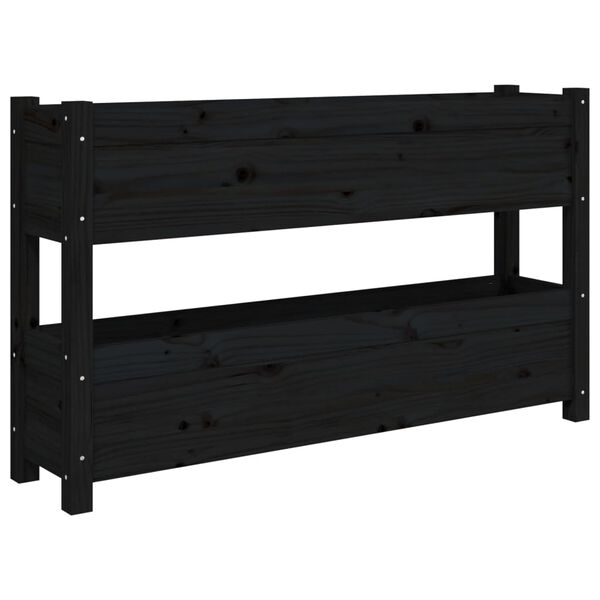 vidaXL plantekasse 112x25x66 cm massivt fyrretr&aelig; sort