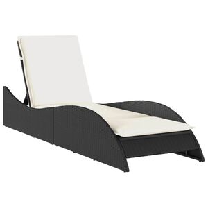 vidaXL liggestol med hynde 60x205x73 cm polyrattan sort