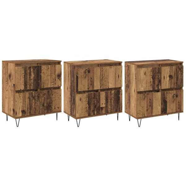 vidaXL Sideboards 3 pcs Gammelt tr&aelig; 180 x 35 x 70 cm Konstrueret tr&aelig;