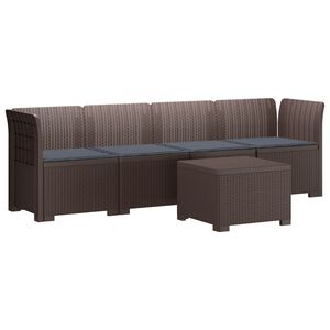 vidaXL 4-personers have-sofa med puder i rattan-look PP Brun