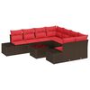 vidaXL Havesofa S&aelig;t med pude 9 pcs Brun polyrattan