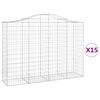vidaXL buede gabionkurve 15 stk. 200x50x140/160 cm galvaniseret jern