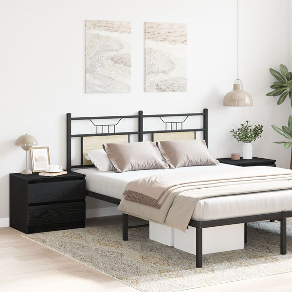 vidaXL Natskab 2 pcs Sort eg 50 x 40 x 43,5 cm Konstrueret tr&aelig;