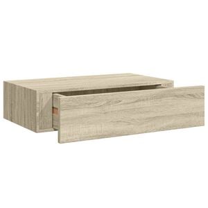vidaXL v&aelig;ghylde med skuffe 40x23,5x10 cm MDF egetr&aelig;sfarvet