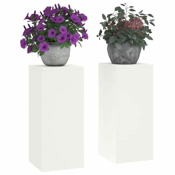 vidaXL Planteholder 2 pcs Hvid 24 x 24 x 55 cm Stål