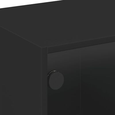 vidaXL tv-bord med glaslåger 102x37x42 cm sort