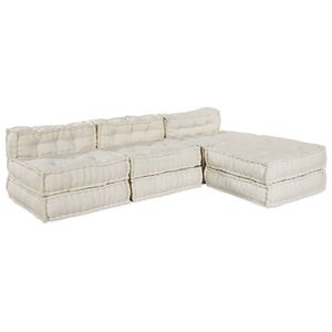 vidaXL Modulssofa Enhed Stof Cremefarvet 210 x 140 x 56 cm