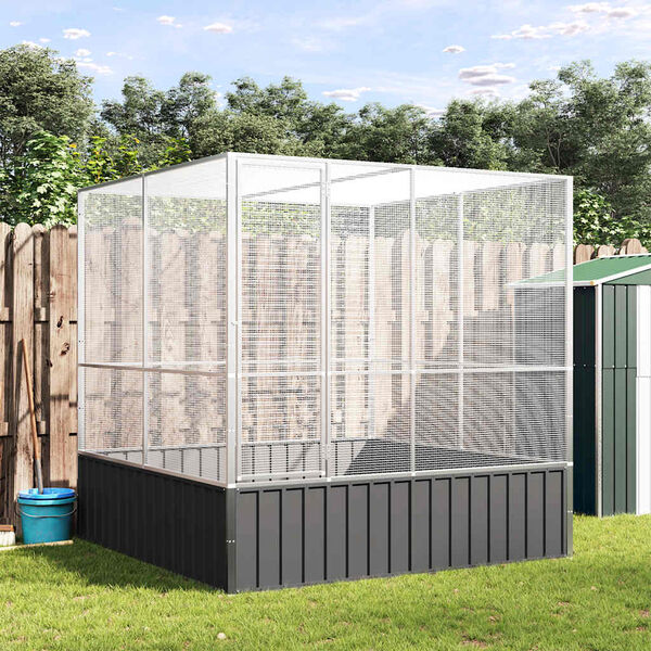 vidaXL voliere 211x207x212 cm stål sølvfarvet