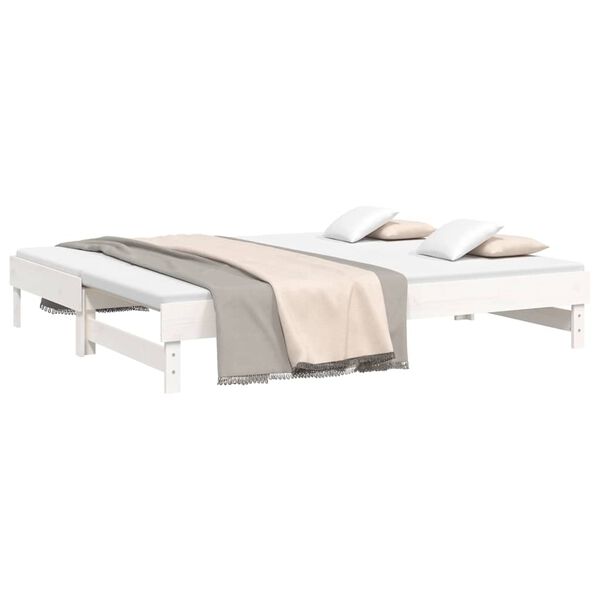 vidaXL daybed med udtræk 2x(80x200) cm massivt fyrretræ hvid