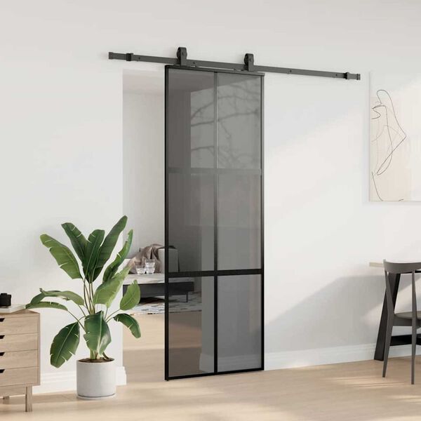 vidaXL skyded&oslash;r med hardwares&aelig;t 76x205 cm h&aelig;rdet glas sort