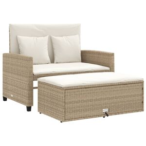 vidaXL 2-personers havesofa med hynder polyrattan beige