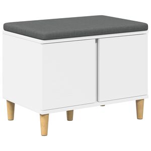 vidaXL Hallb&aelig;nk med pude Hvid 60 x 38 x 46 cm Kunstigt tr&aelig; og stof