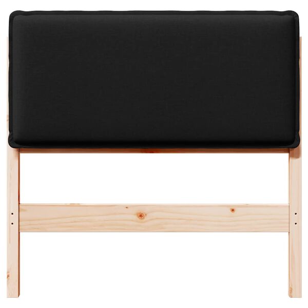 vidaXL Polstret sengegavl Naturlig og sort 75 cm Massiv fyrretræ