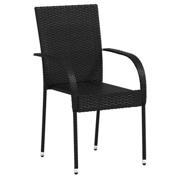 vidaXL havestole 4 stk. stabelbare polyrattan sort
