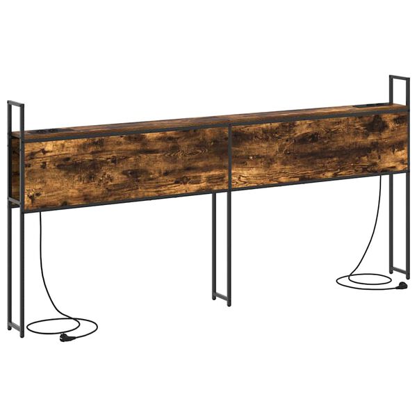 vidaXL Opbevaringshovedgavl med Opladningsstation med hylde R&oslash;get eg