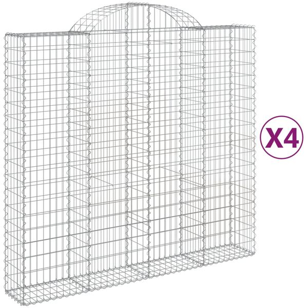 vidaXL buede gabionkurve 4 stk. 200x50x180/200 cm galvaniseret jern