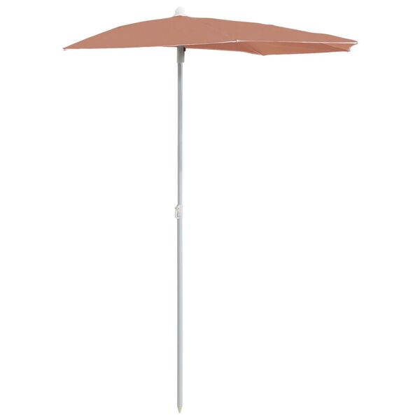 vidaXL halv parasol med stang 180x90 cm terrakotta