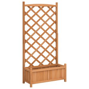 vidaXL plantekasse med espalier brun 75 x 35 x 150 cm massivt grantr&aelig;