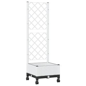 vidaXL Haveplantekasse med espalier og hjul Hvid 40 x 40 x 131,5 cm PP