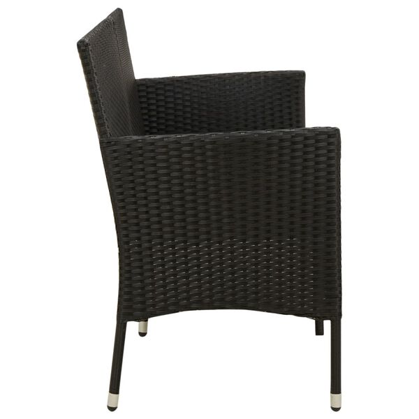 vidaXL 3-personers havesofa med hynde polyrattan sort