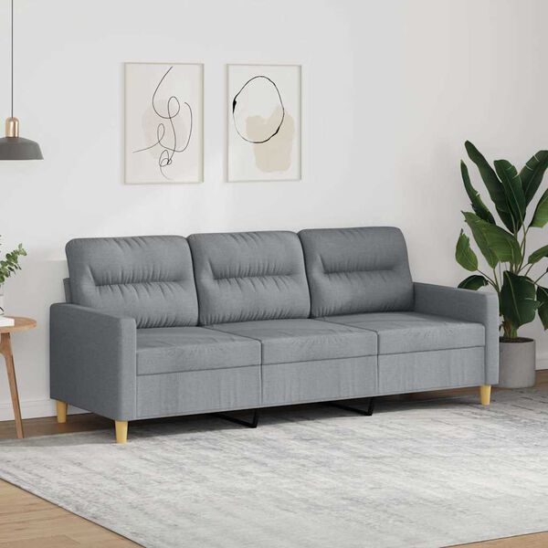 vidaXL 3-personers sofa 180 cm stof lysegr&aring;