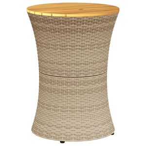vidaXL sidebord trommeformet polyrattan og massivt tr&aelig; beige